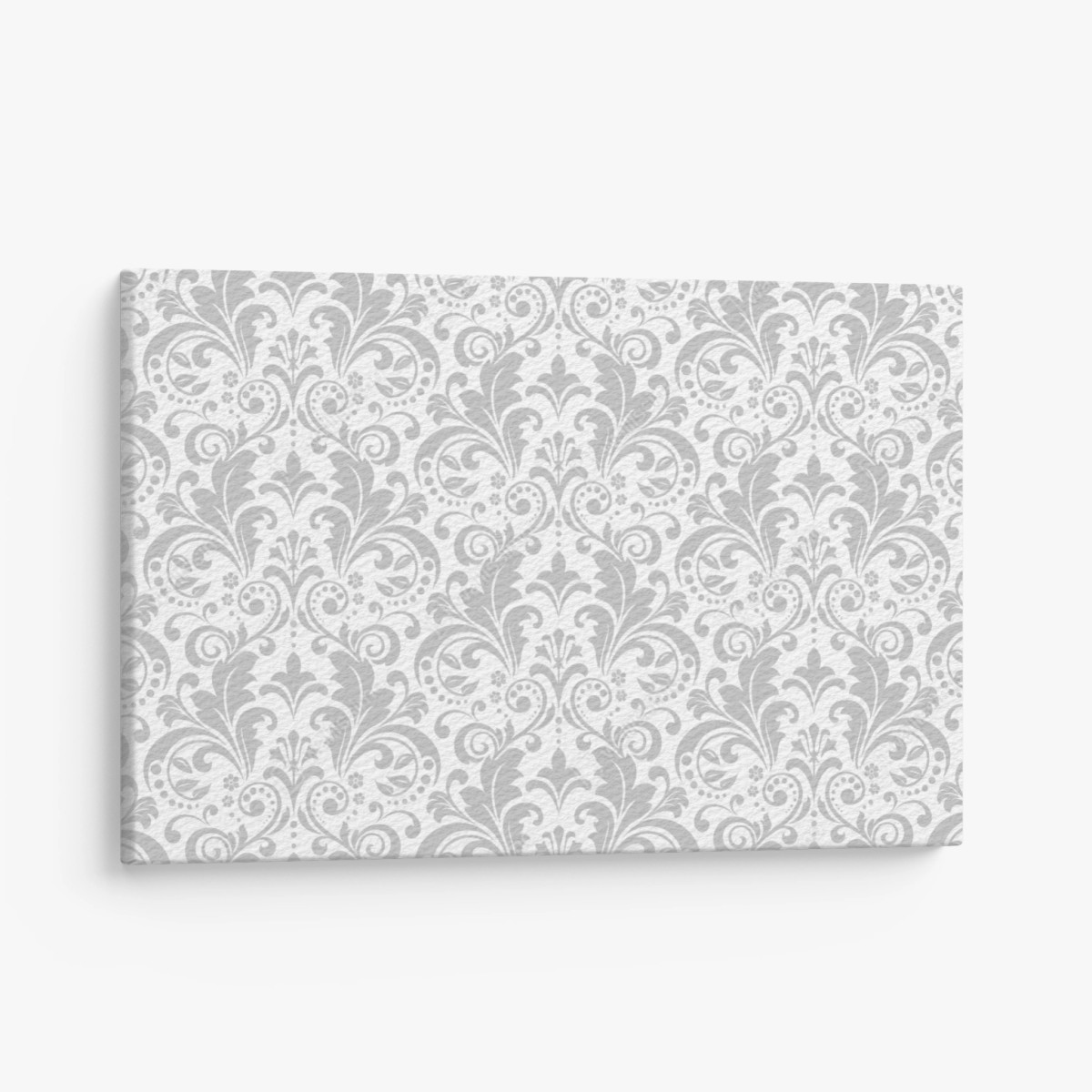 Quadro su tela motivo damascato elegante grigio e bianco • Wallissimo®