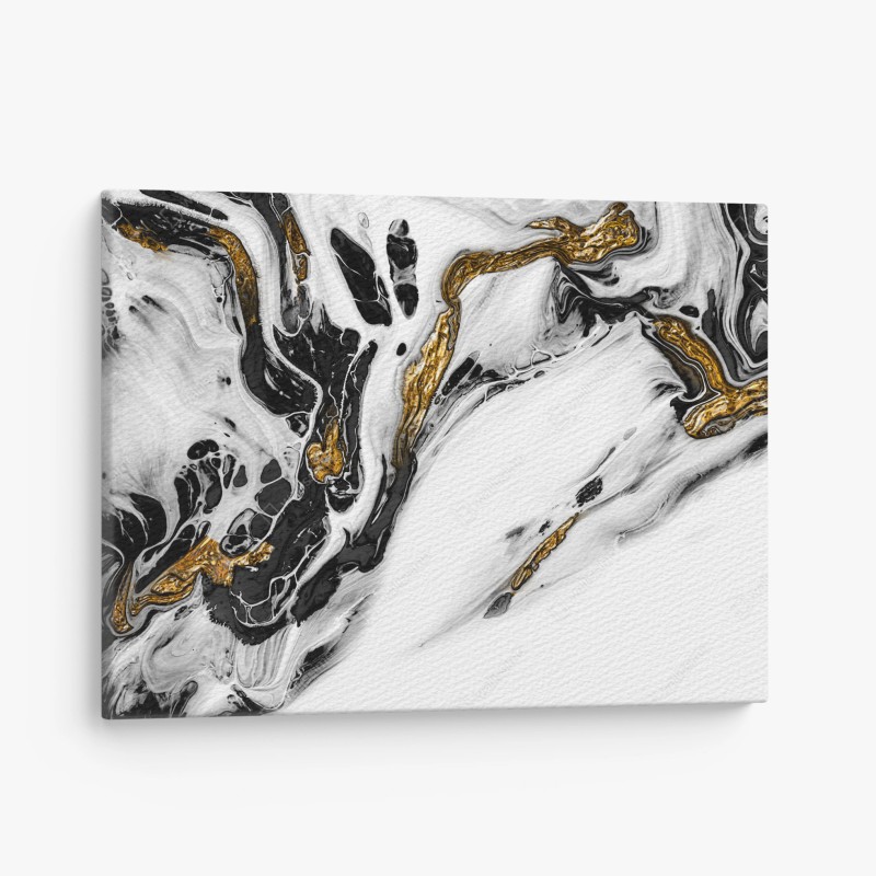 Quadro su tela marmo fluido nero e oro