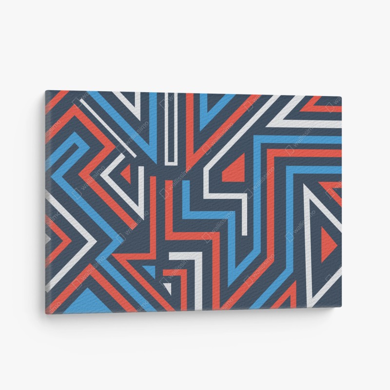 Quadro su tela composizione geometrica astratta colori blu e rosso