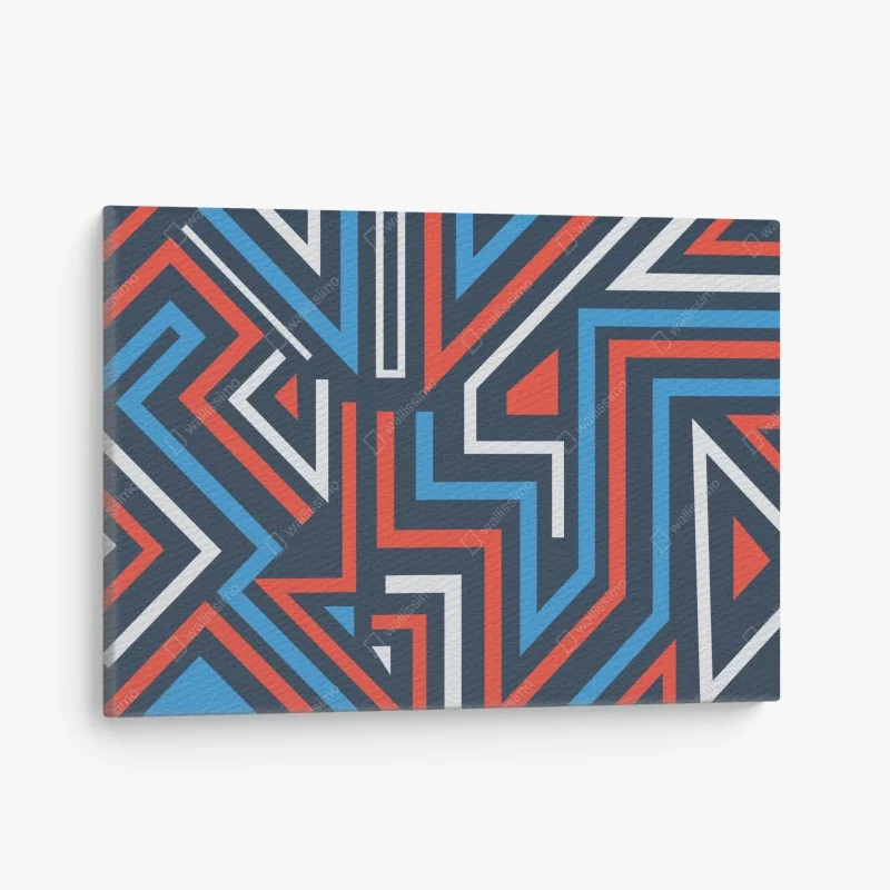 Quadro su tela composizione geometrica astratta colori blu e rosso
