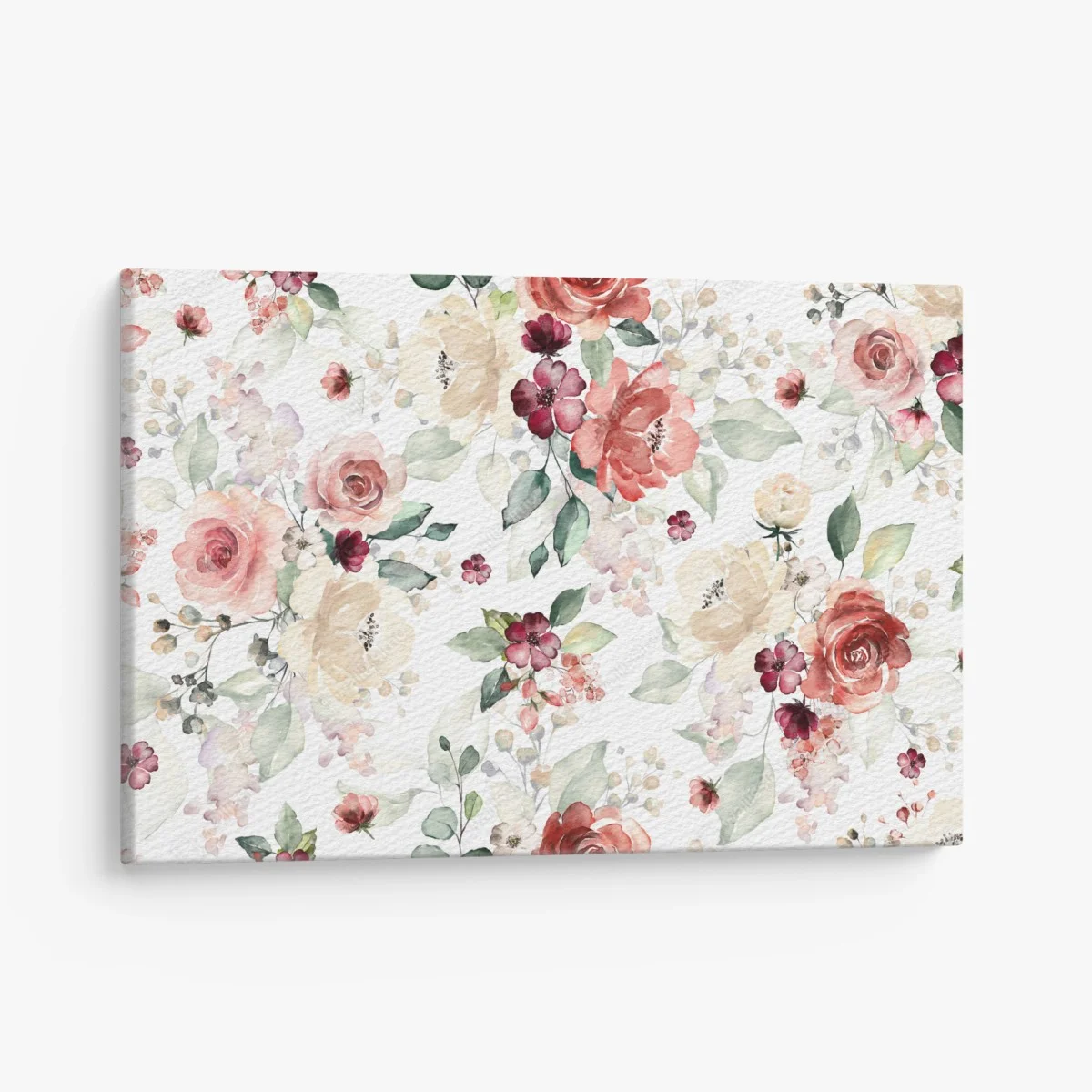 Quadro su tela motivo floreale acquerellato in tonalità pesca e crema • Wallissimo® Quadro su tela motivo floreale acquerellato in tonalità pesca e crema • Wallissimo®