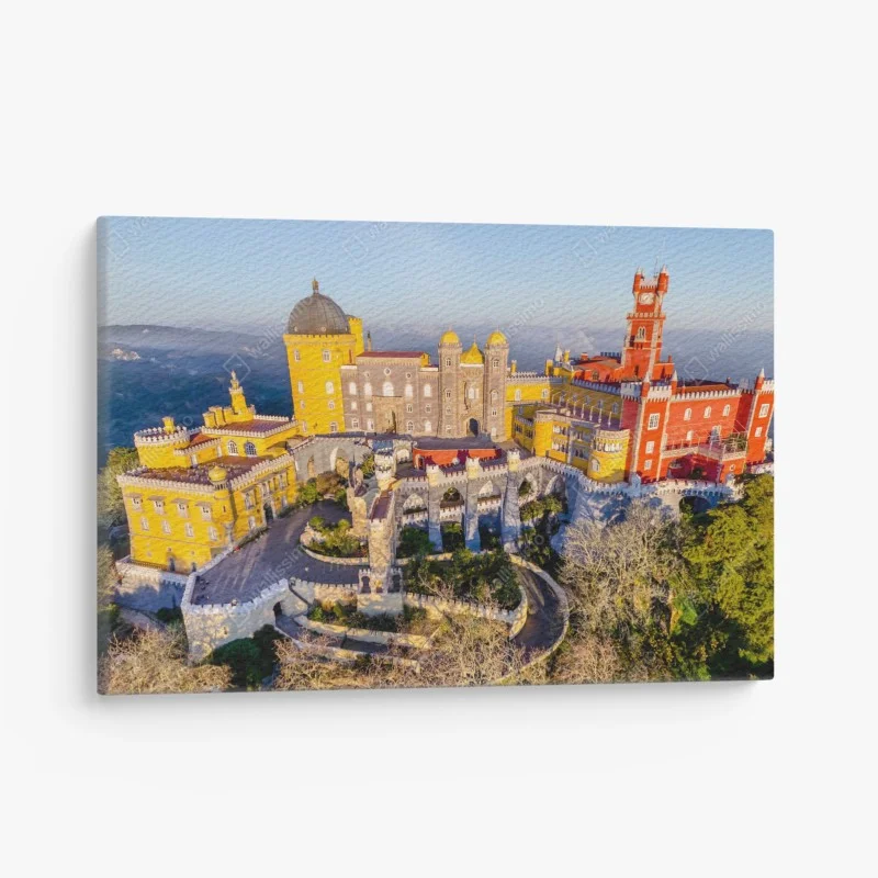 Quadro su tela splendida veduta del castello colorato di Sintra, Portogallo