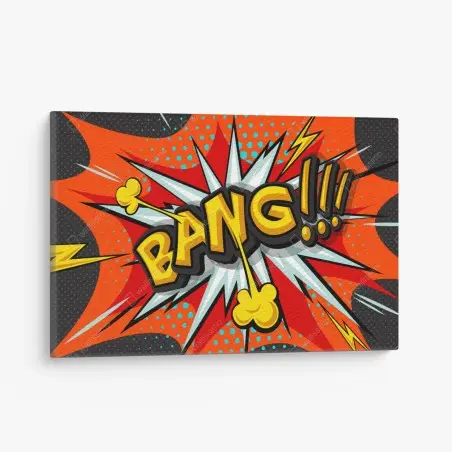 Quadro su tela esplosione pop art fumetto con onomatopea bang • Wallissimo®