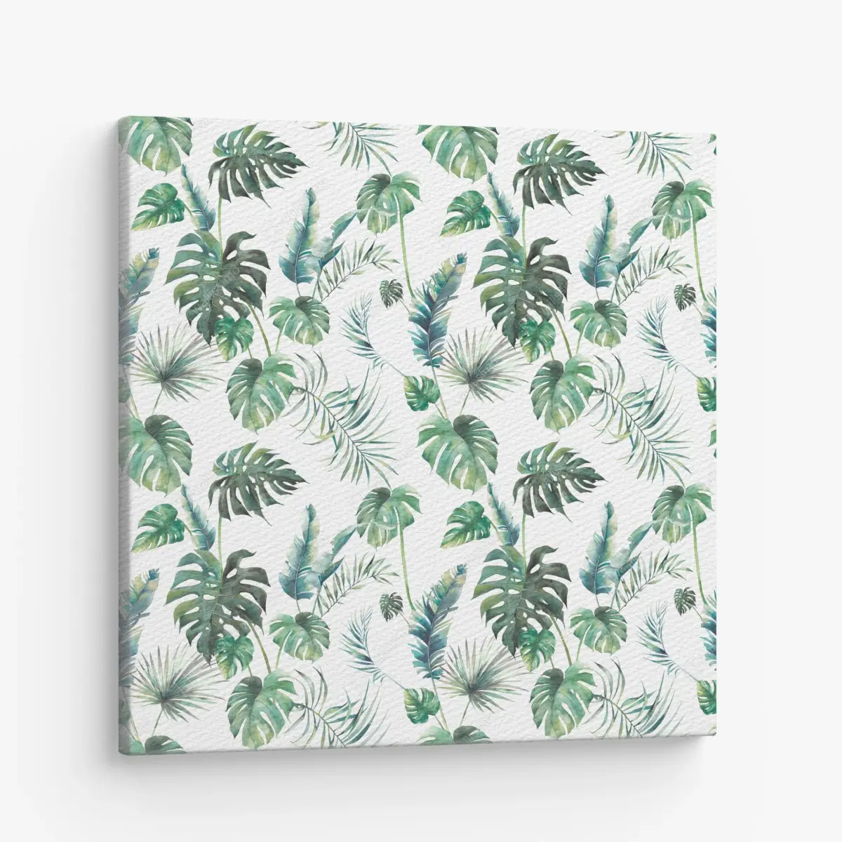 Quadro su tela motivo foglie tropicali acquerellate • Wallissimo®