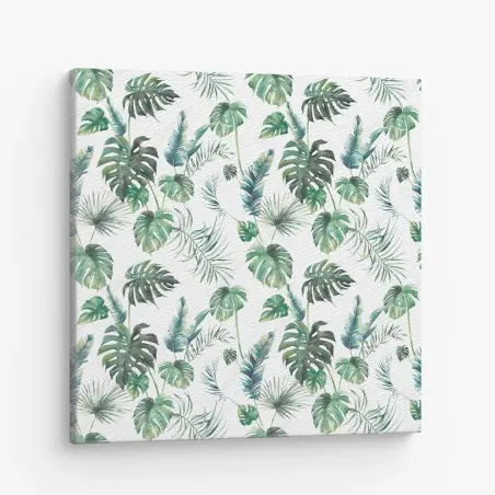 Quadro su tela motivo foglie tropicali acquerellate • Wallissimo®