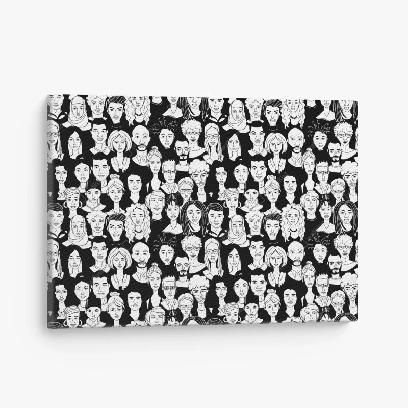 Quadro su tela ritratto collettivo in bianco e nero