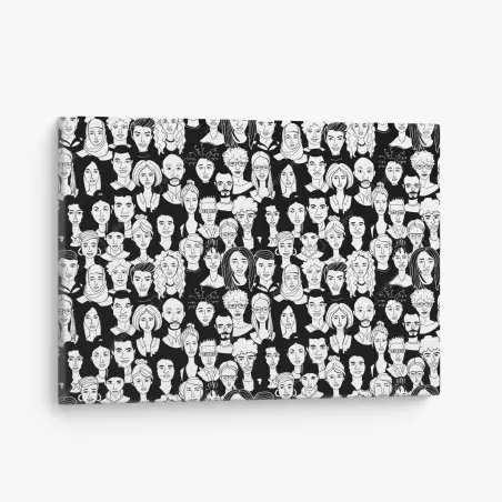 Quadro su tela ritratto collettivo in bianco e nero • Wallissimo®