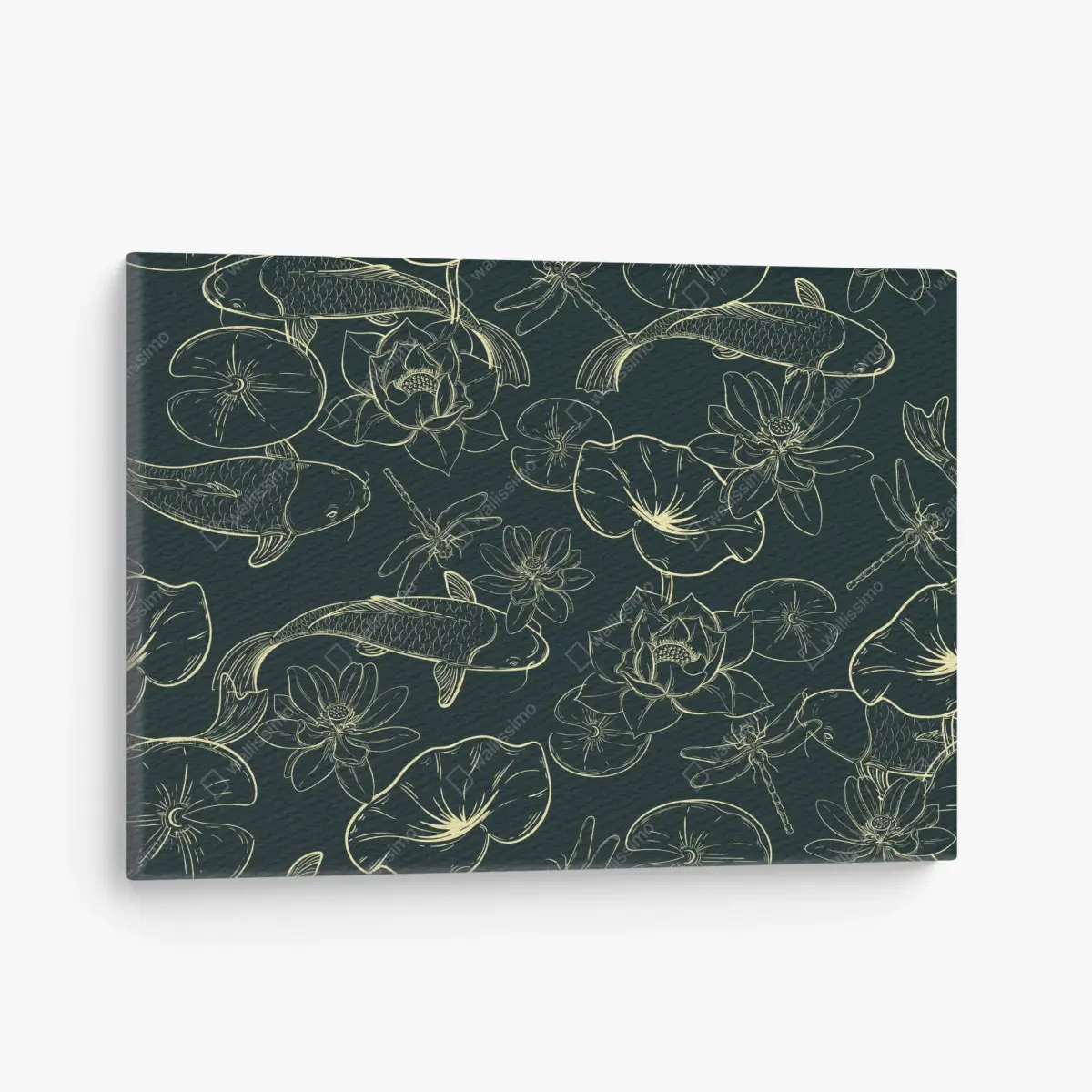Quadro su tela serenità acquatica: carpe koi e fiori di loto • Wallissimo®