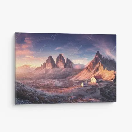 Quadro su tela alba sulle Tre Cime di Lavaredo • Wallissimo®