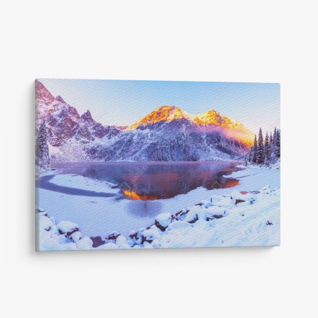 Quadro su tela alba dorata sulle Alpi innevate • Wallissimo®
