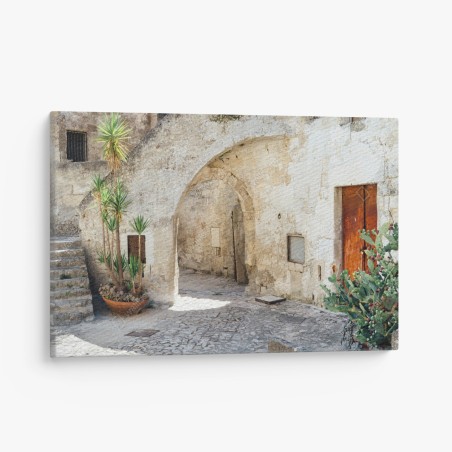Quadro su tela angolo mediterraneo in pietra • Wallissimo®