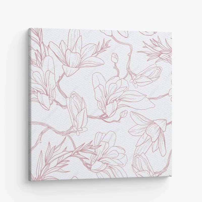 Quadro su tela motivo di magnolie su sfondo tenue
