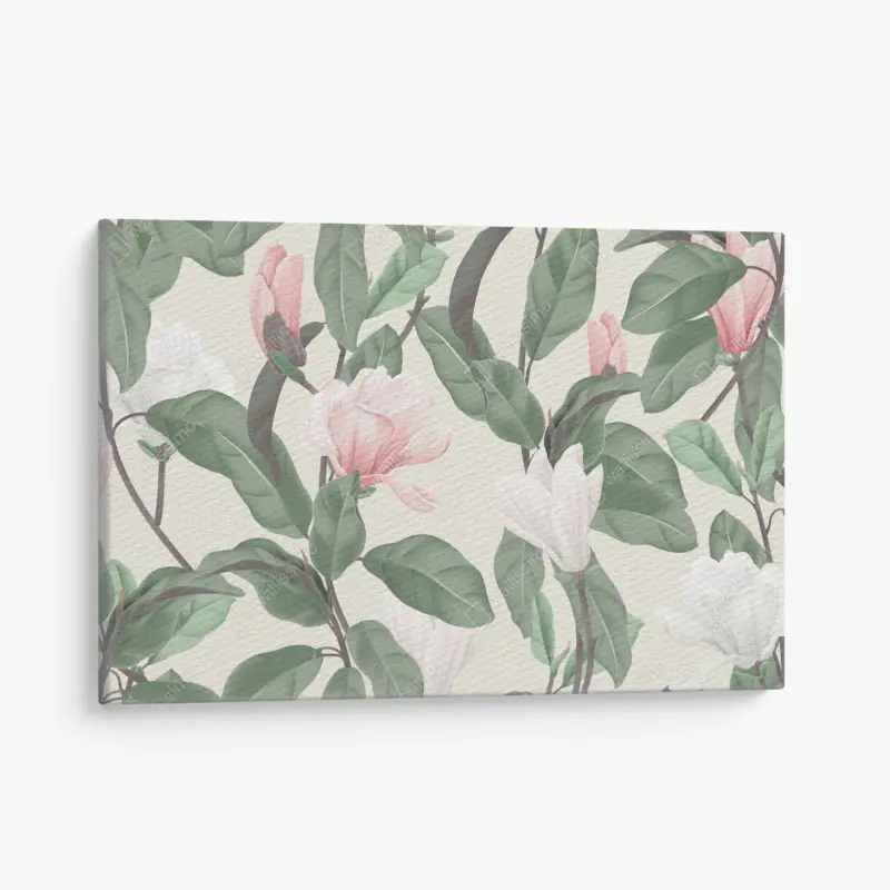 Quadro su tela motivo floreale di magnolia anice in toni pastello