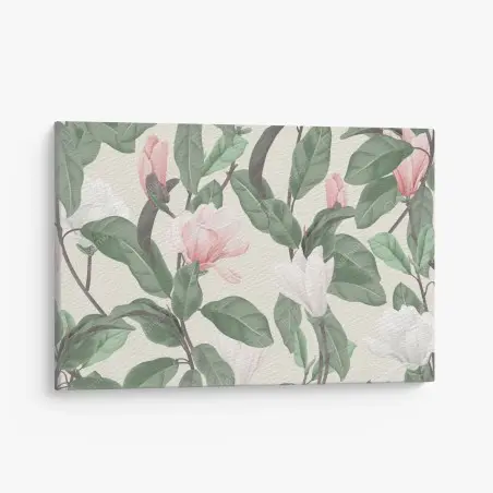 Quadro su tela motivo floreale di magnolia anice in toni pastello • Wallissimo®