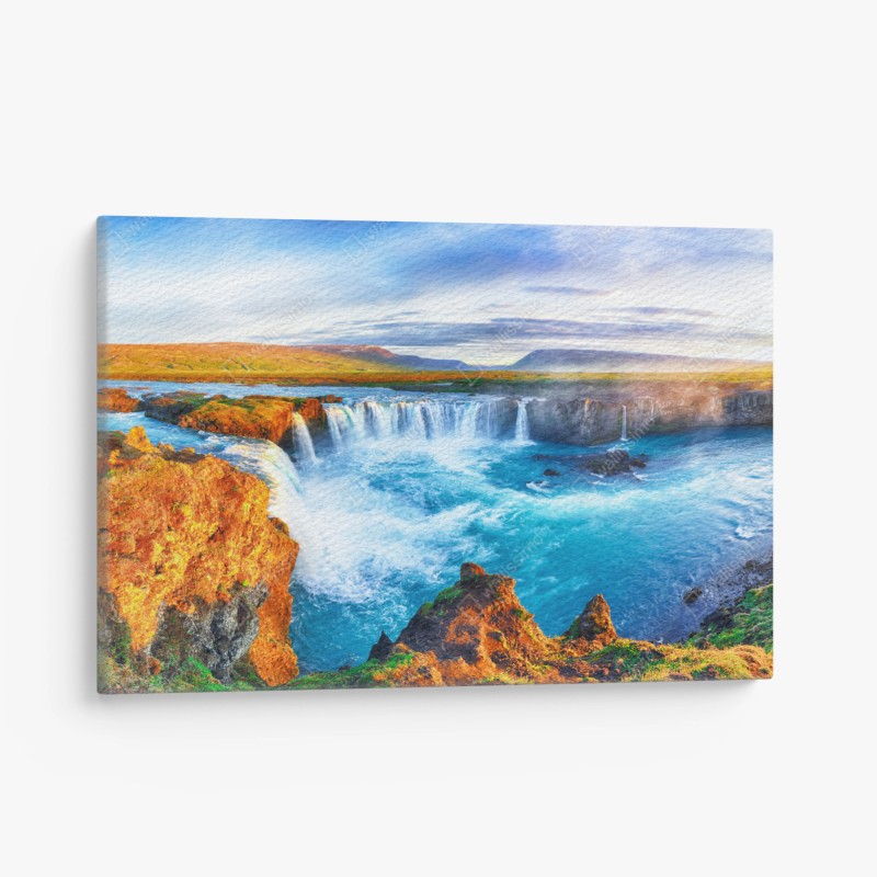 Quadro su tela cascata spettacolare di Godafoss, Islanda