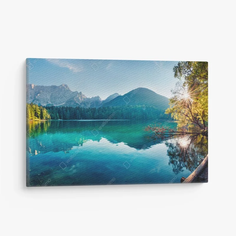 Quadro su tela panorama sereno del Lago di Fusine