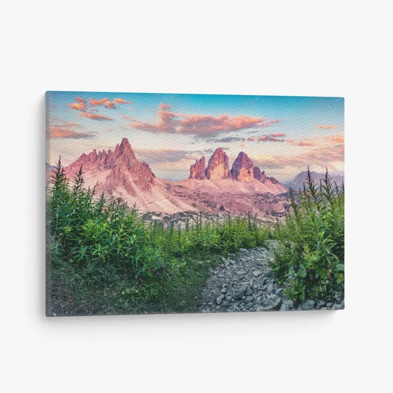 Quadro su tela tramonto sulle Tre Cime di Lavaredo