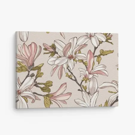 Quadro su tela magnolie in fiore su sfondo pastello • Wallissimo®