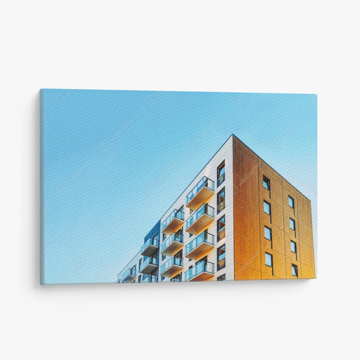 Quadro su tela facciata moderna con balconi su cielo azzurro • Wallissimo® Quadro su tela facciata moderna con balconi su cielo azzurro • Wallissimo®