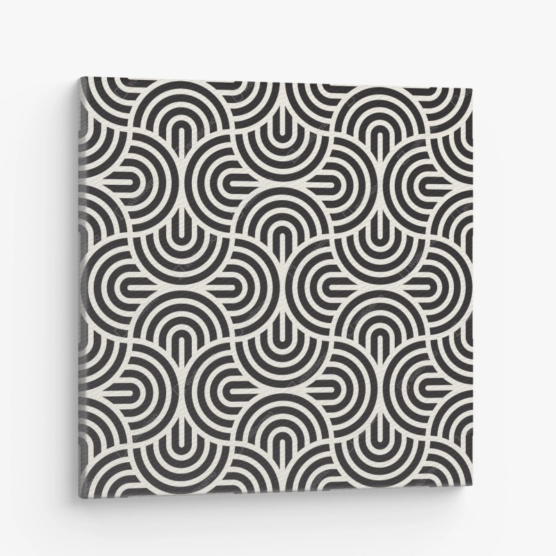 Quadro su tela motivo geometrico ottico in bianco e nero
