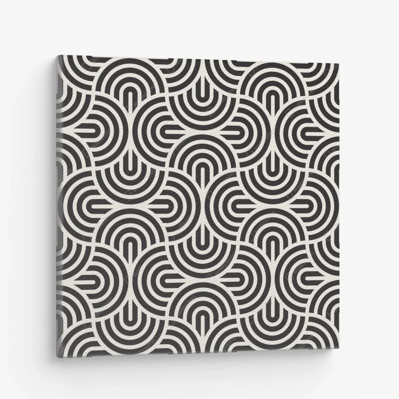 Quadro su tela motivo geometrico ottico in bianco e nero