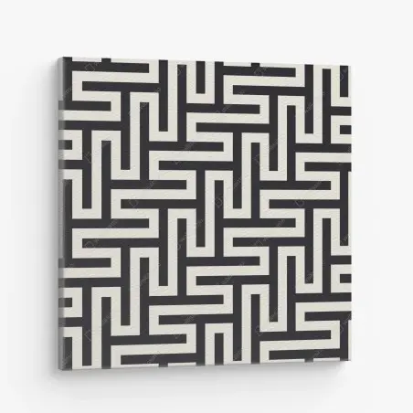 Quadro su tela labirinto geometrico in bianco e nero • Wallissimo®