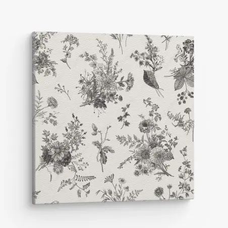 Quadro su tela motivo botanico vintage in bianco e nero • Wallissimo®