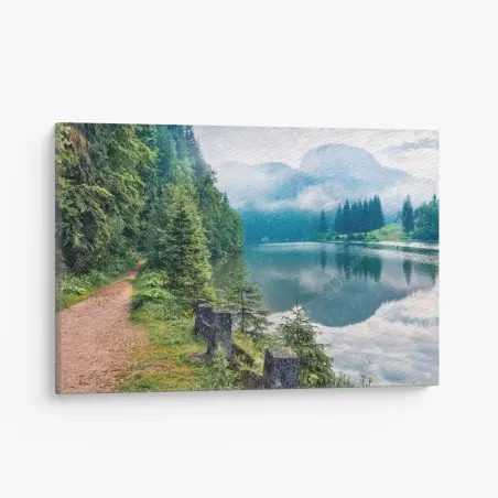 Quadro su tela mattina nebbiosa al Lacu Roșu • Wallissimo®
