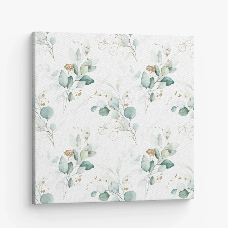 Quadro su tela motivo botanico di eucalipto acquerellato