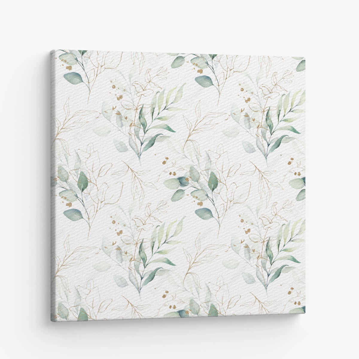 Quadro su tela motivo botanico acquerellato con accenti dorati • Wallissimo®