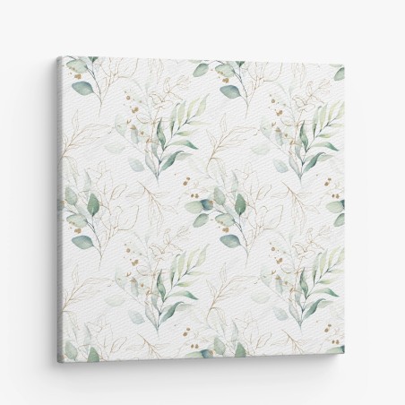 Quadro su tela motivo botanico acquerellato con accenti dorati • Wallissimo®
