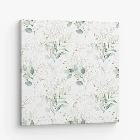 Quadro su tela motivo botanico acquerellato con accenti dorati • Wallissimo®