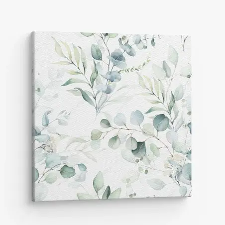 Quadro su tela motivo botanico di eucalipto acquerellato • Wallissimo®