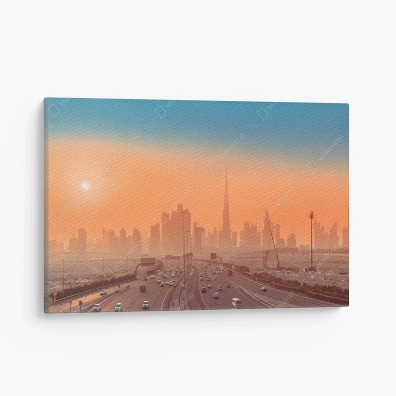 Quadro su tela skyline di Dubai al tramonto