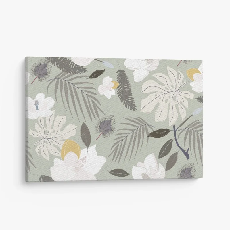 Quadro su tela motivo botanico elegante in tonalità salvia