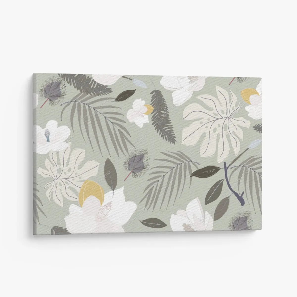 Quadro su tela motivo botanico elegante in tonalità salvia • Wallissimo®