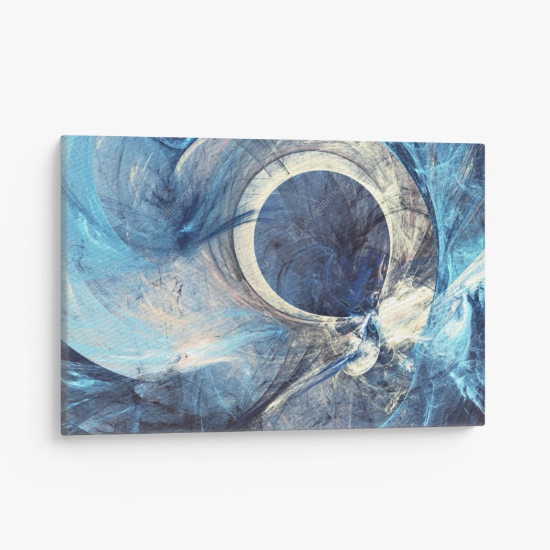 Quadro su tela vortice frattale blu - composizione astratta dinamica