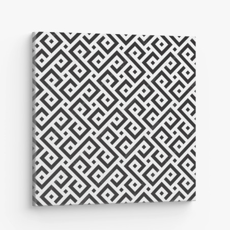 Quadro su tela motivo geometrico labirintico in bianco e nero • Wallissimo®