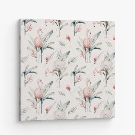 Quadro su tela fenicotteri acquerellati su sfondo rosa • Wallissimo®