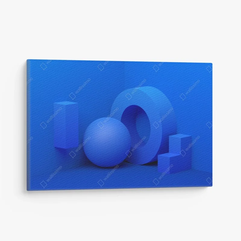 Quadro su tela composizione geometrica blu minimalista