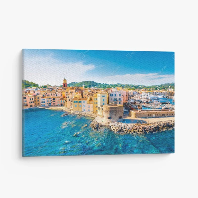 Quadro su tela vista pittoresca di Saint-Tropez sul mare