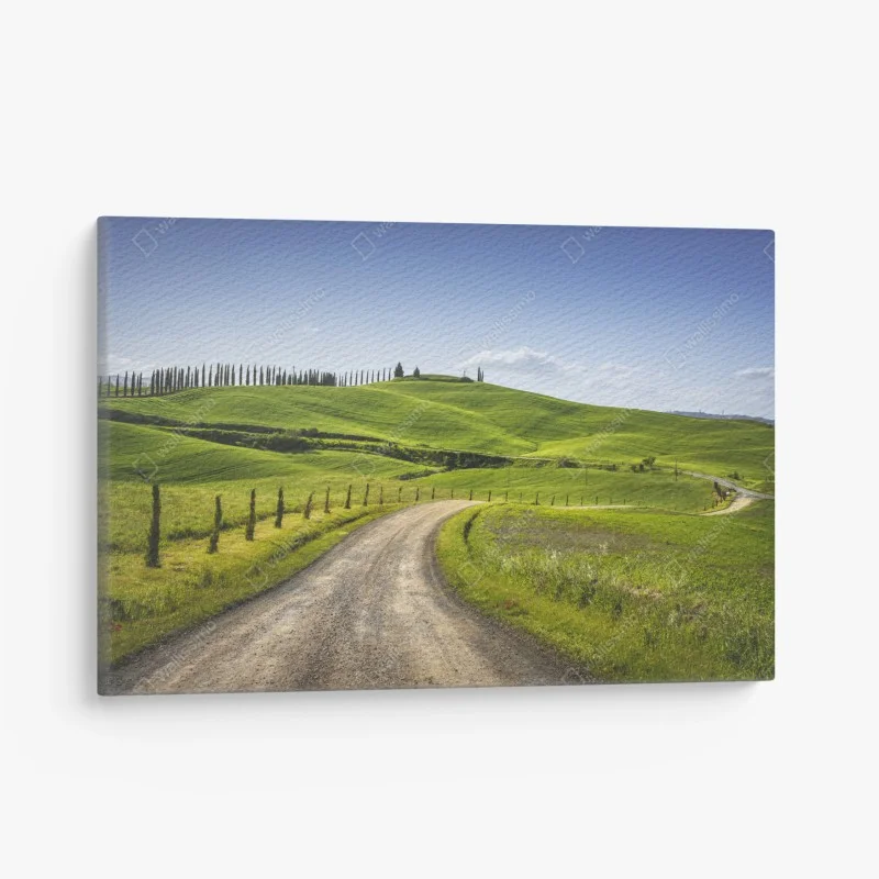 Quadro su tela strada sinuosa verso Siena tra le colline della Toscana