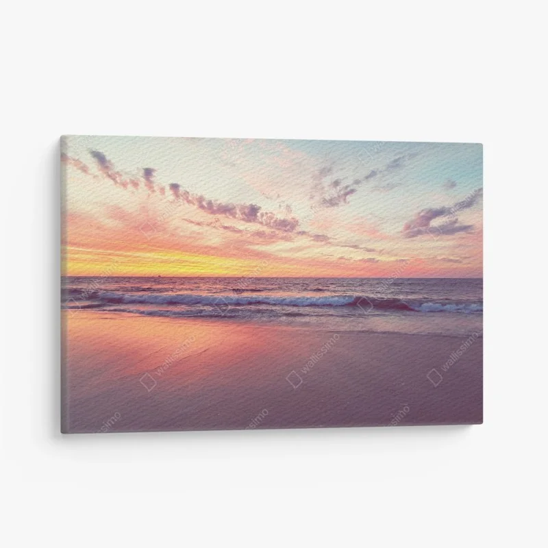 Quadro su tela tramonto rosa sul mare