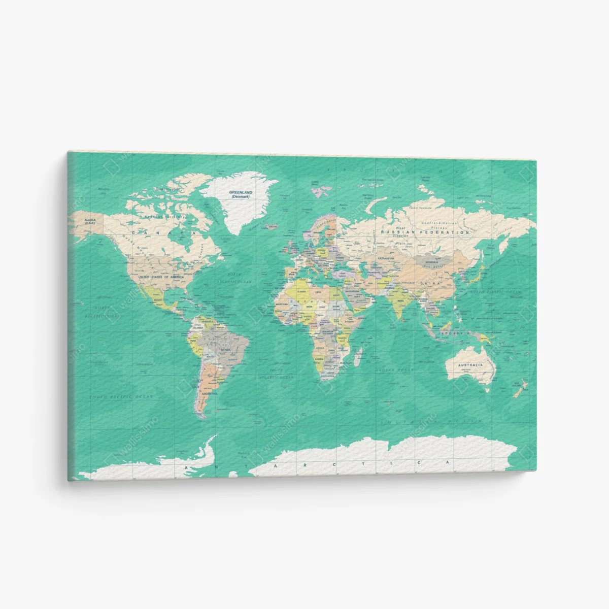 Quadro su tela mappa del mondo in stile retrò • Wallissimo® Quadro su tela mappa del mondo in stile retrò • Wallissimo®