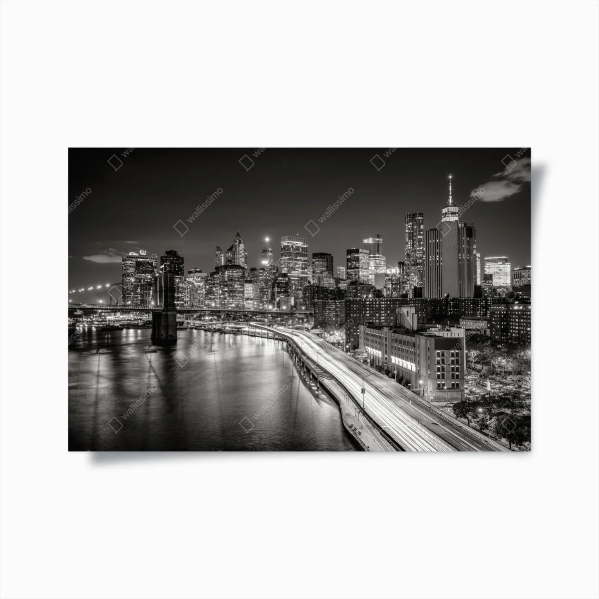 Poster skyline notturno di New York in bianco e nero • Wallissimo® Poster skyline notturno di New York in bianco e nero • Wallissimo®
