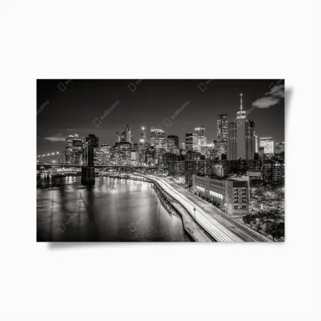 Poster skyline notturno di New York in bianco e nero • Wallissimo®