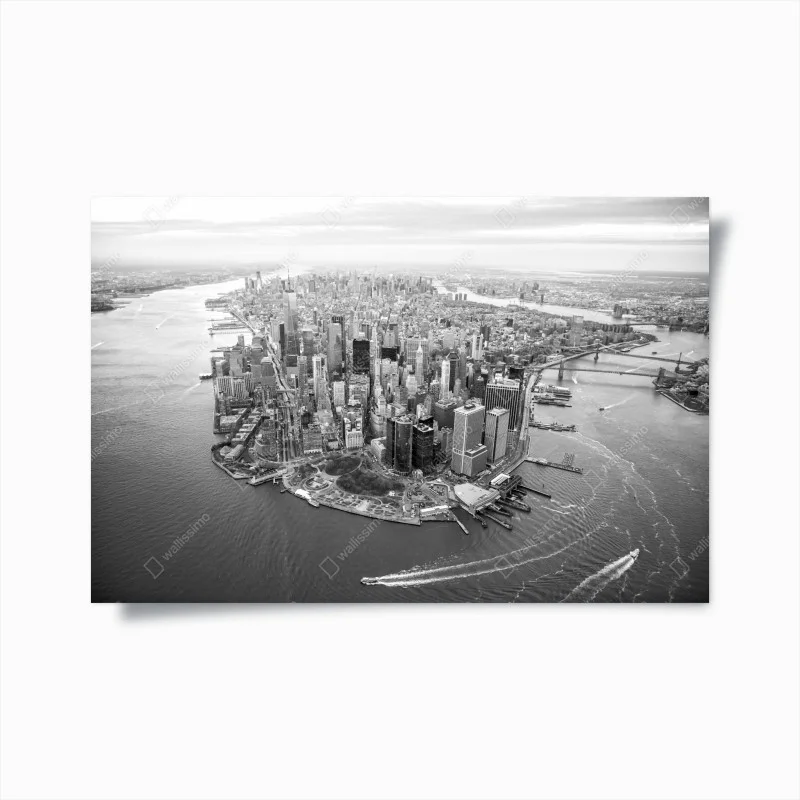 Poster panorama aereo di Manhattan al tramonto