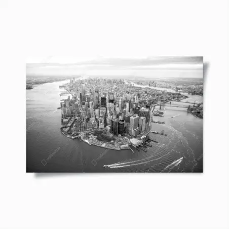 Poster panorama aereo di Manhattan al tramonto • Wallissimo®