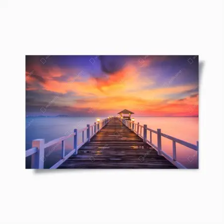 Poster molo al tramonto verso l'orizzonte • Wallissimo®