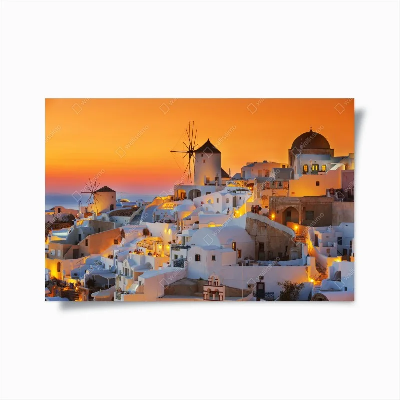 Poster tramonto dorato a Oia, Santorini